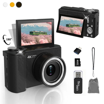 Foldable Vlogging Camera – Portable Digital Camera with 32GB SD Card, Self-Timer and Wrist Strap for Everyday Creativity