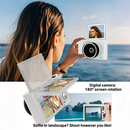 Foldable Vlogging Camera – Portable Digital Camera with 32GB SD Card, Self-Timer and Wrist Strap for Everyday Creativity