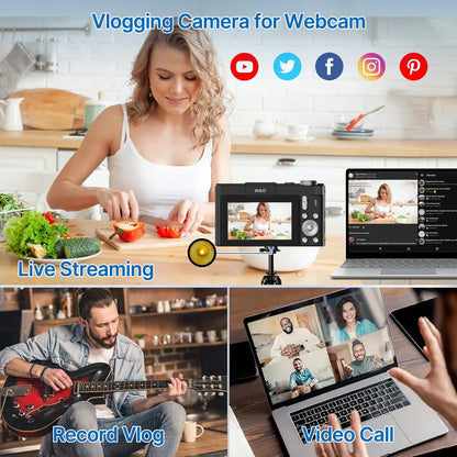 Foldable Vlogging Camera – Portable Digital Camera with 32GB SD Card, Self-Timer and Wrist Strap for Everyday Creativity