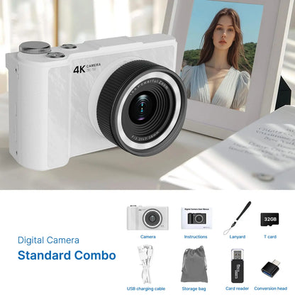 Foldable Vlogging Camera – Portable Digital Camera with 32GB SD Card, Self-Timer and Wrist Strap for Everyday Creativity