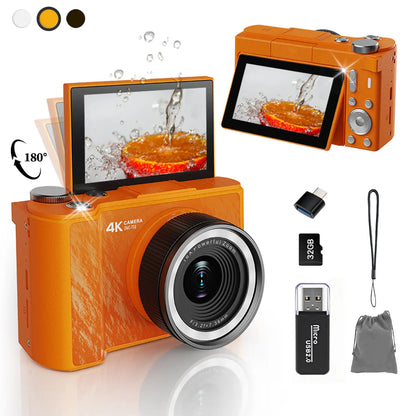 Foldable Vlogging Camera – Portable Digital Camera with 32GB SD Card, Self-Timer and Wrist Strap for Everyday Creativity