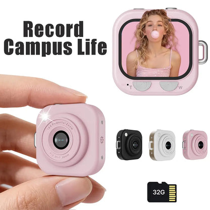 Y2K Mini Pocket Camera – 1080P Portable Vlogging Camera with 32GB SD Card and Key Clip for Teens & Travel