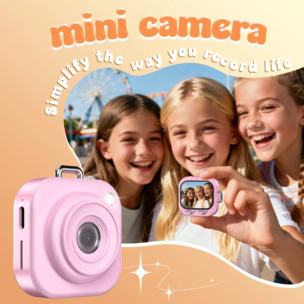 Y2K Mini Pocket Camera – 1080P Portable Vlogging Camera with 32GB SD Card and Key Clip for Teens & Travel