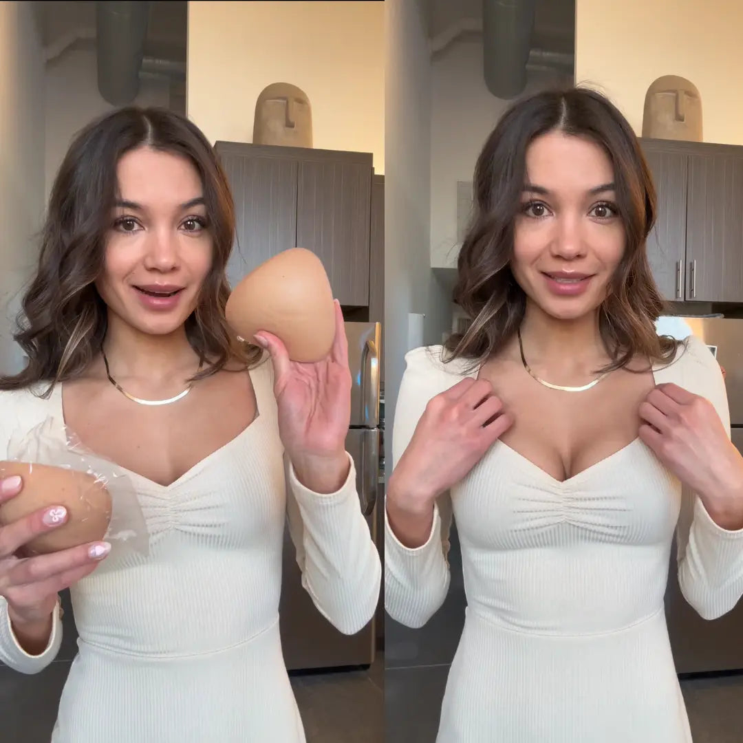 SNOWY Sticky Bra Inserts for Instant Lift & Volume, Washable & Reusable Adhesive Breast Pads, Invisible Outfit Enhancer