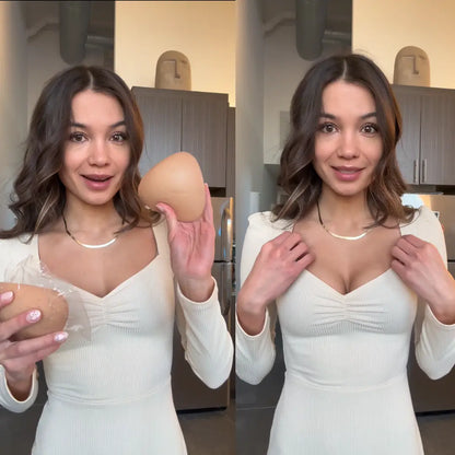 SNOWY Sticky Bra Inserts for Instant Lift & Volume, Washable & Reusable Adhesive Breast Pads, Invisible Outfit Enhancer
