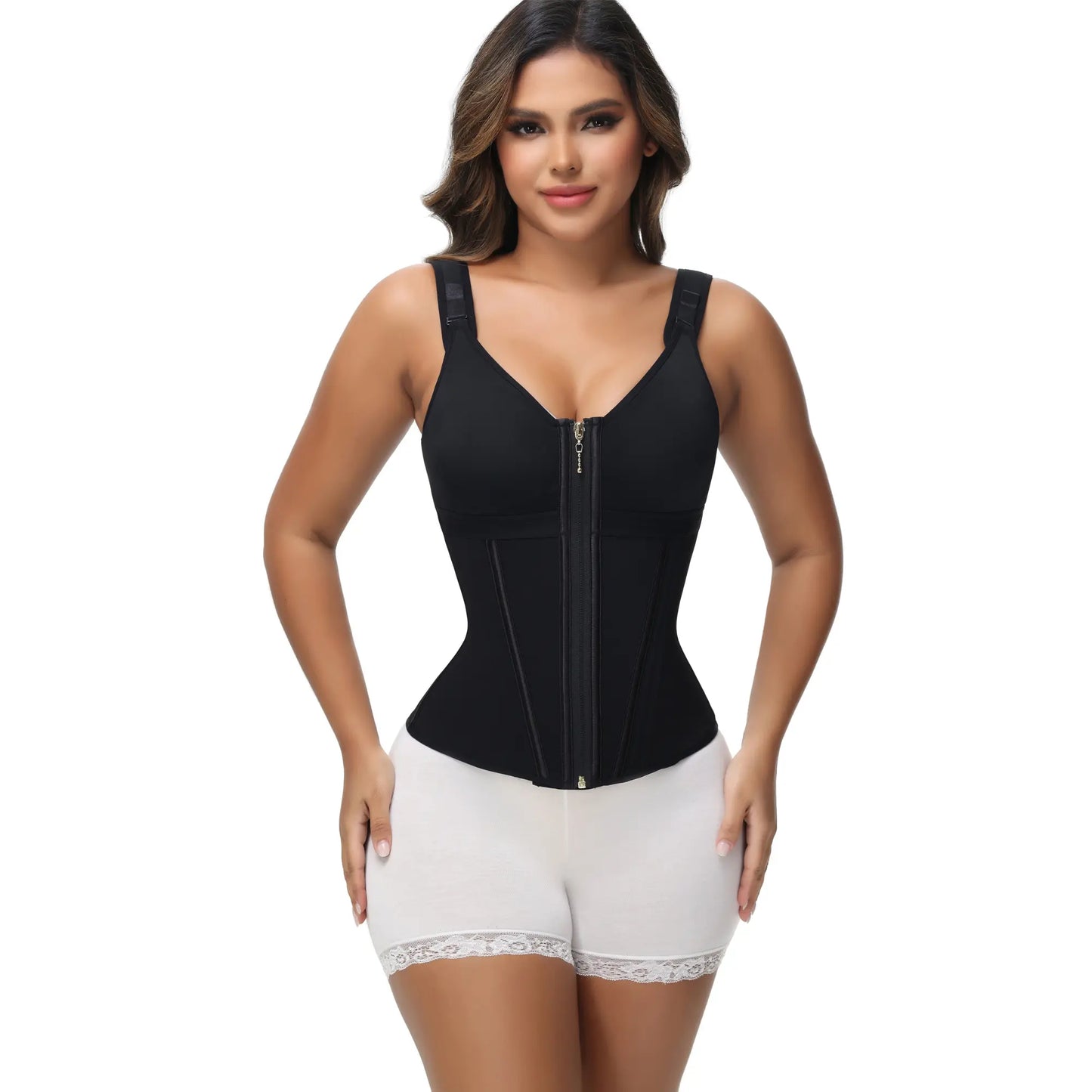 SHAPSHE Women’s Waist Shapewear with Bra, Adjustable Shoulder Straps, Tummy Control & Posture Support Body Shaper for Workout