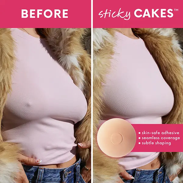 CAKES Medical-Grade Silicone Nip Nook Covers, Reusable & Adhesive-Free Sticky Circles, Seamless Invisible Bra Inserts for Women