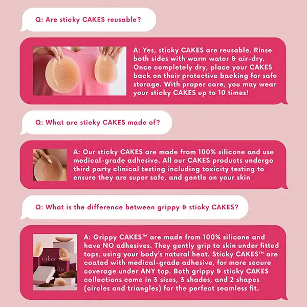 CAKES Medical-Grade Silicone Nip Nook Covers, Reusable & Adhesive-Free Sticky Circles, Seamless Invisible Bra Inserts for Women