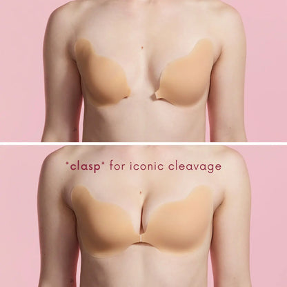 CAKES Body Silicone Cleavage Bra, Seamless Push-Up Support with Matte Finish, Reusable Invisible Bra for Strapless Dresses & Backless Styles