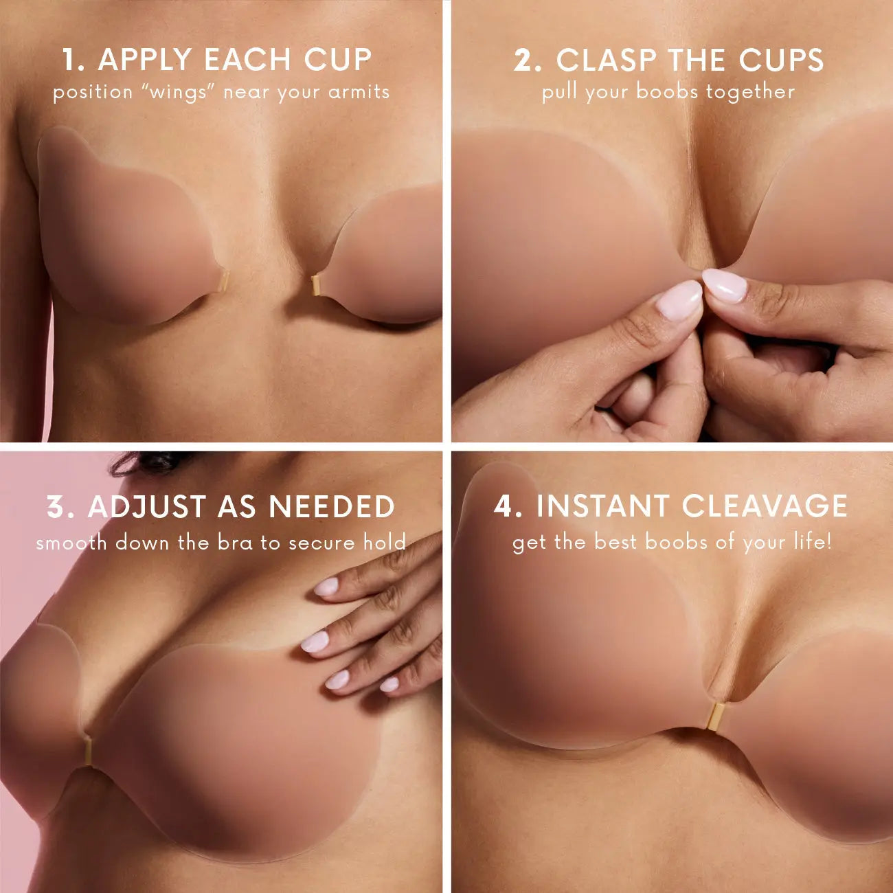 CAKES Body Silicone Cleavage Bra, Seamless Push-Up Support with Matte Finish, Reusable Invisible Bra for Strapless Dresses & Backless Styles