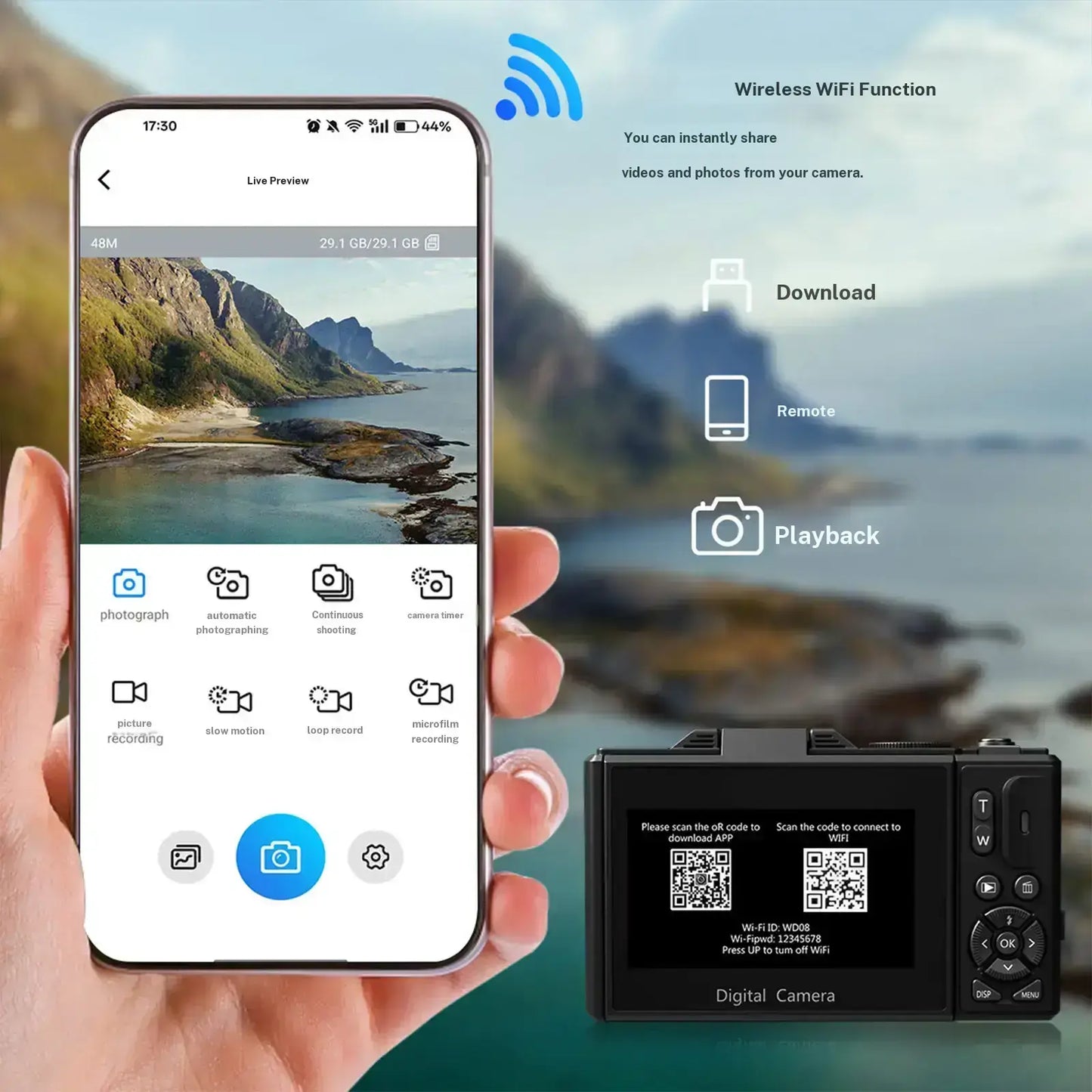 WIKICO 4K Digital Camera for Photography – 64MP Camera with 3″ 180° Flip Screen, 18X Digital Zoom, 32GB Micro SD Card & 2 Batteries, Ideal Gift for Creators