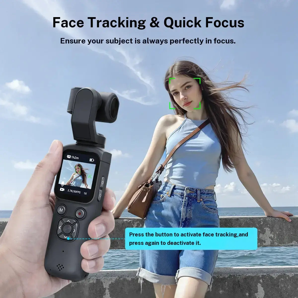 WIKICO 4K Pocket Camera – Portable Wi-Fi Vlogging Camcorder with Face Tracking, 16GB Memory Card and Tripod for Everyday Filming