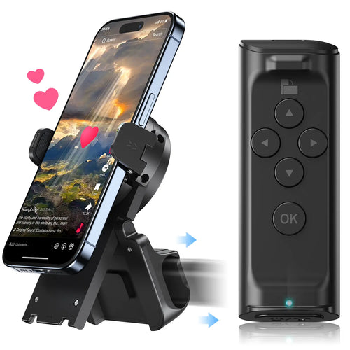 Wireless TikTok Scrolling Remote – Phone Stand with Bluetooth Page Turner, Camera Shutter & Video Recording Control for iPhone & Android