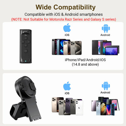 Wireless TikTok Scrolling Remote – Phone Stand with Bluetooth Page Turner, Camera Shutter & Video Recording Control for iPhone & Android