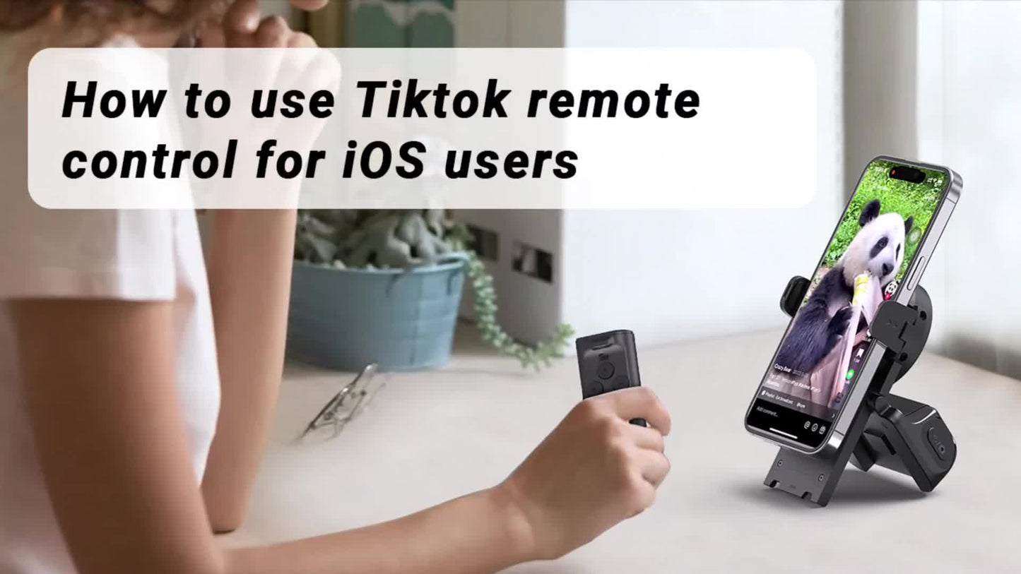 Wireless TikTok Scrolling Remote – Phone Stand with Bluetooth Page Turner, Camera Shutter & Video Recording Control for iPhone & Android