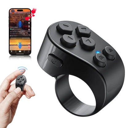 Bluetooth TikTok Scrolling Ring – Wireless Page Turner, Camera Shutter Remote for iPhone, Android, Kindle App & Video Recording