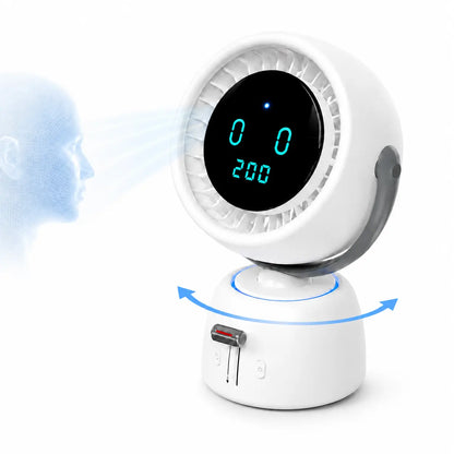 Rechargeable Smart Tracking Fan – 150° Auto-Follow Desk Fan with 200 Adjustable Speeds, LED Display & Ambient Light for Home and Office